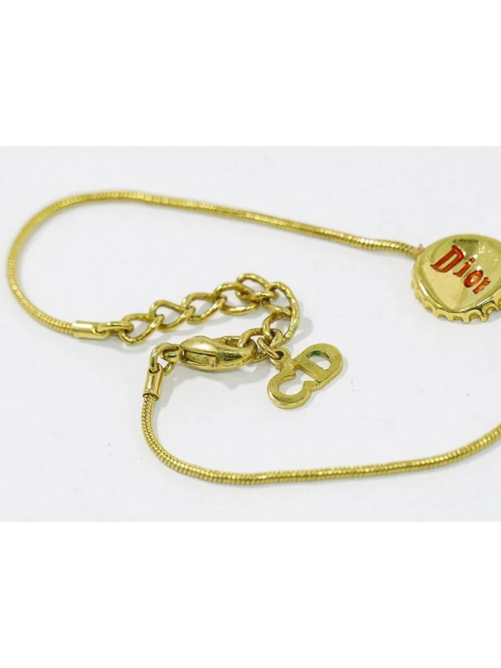 Dior Logo Bottle Cap Motif Bracelet Bangle Gold Plated